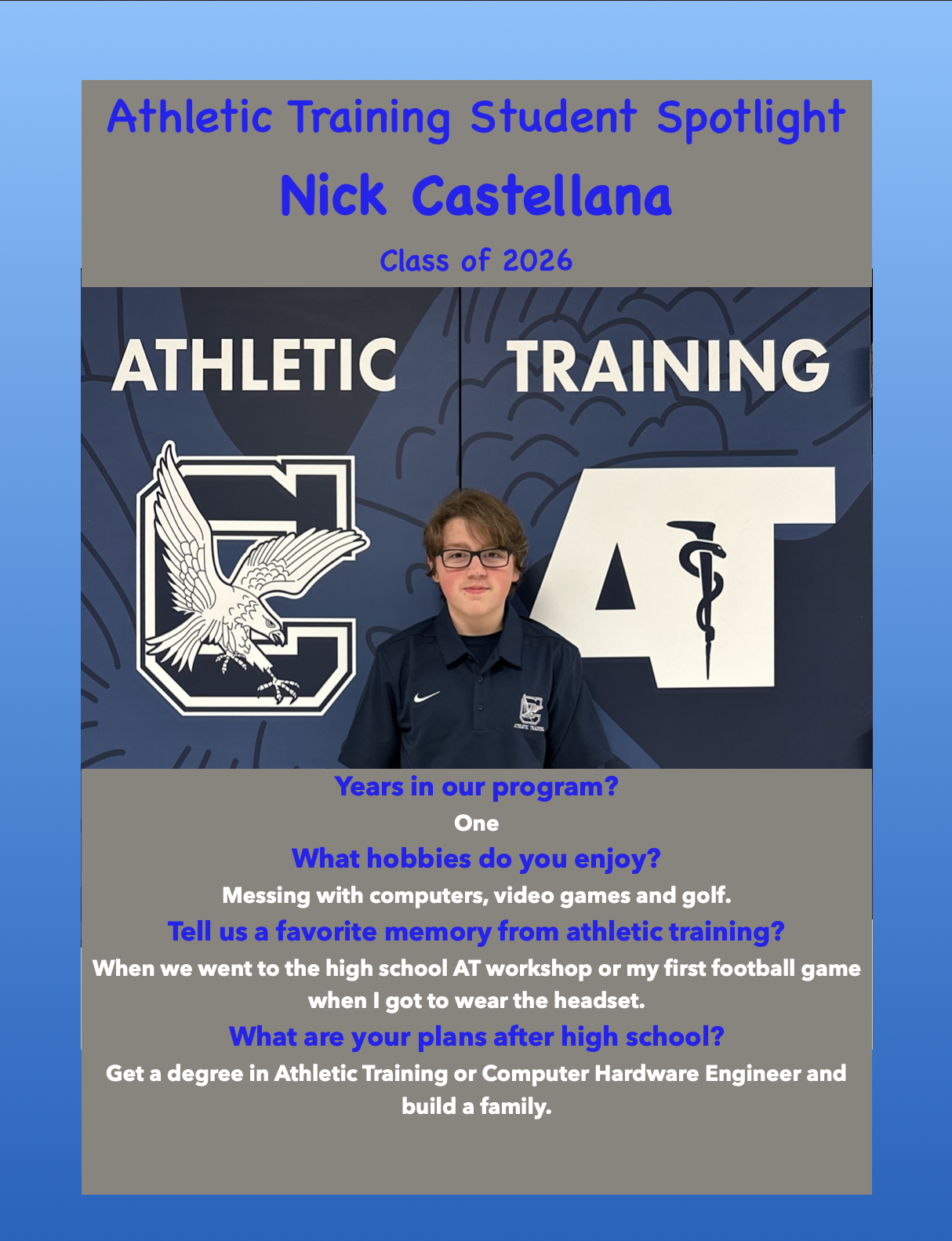 Athletic Training Student Aides Athletic Training Clover High School